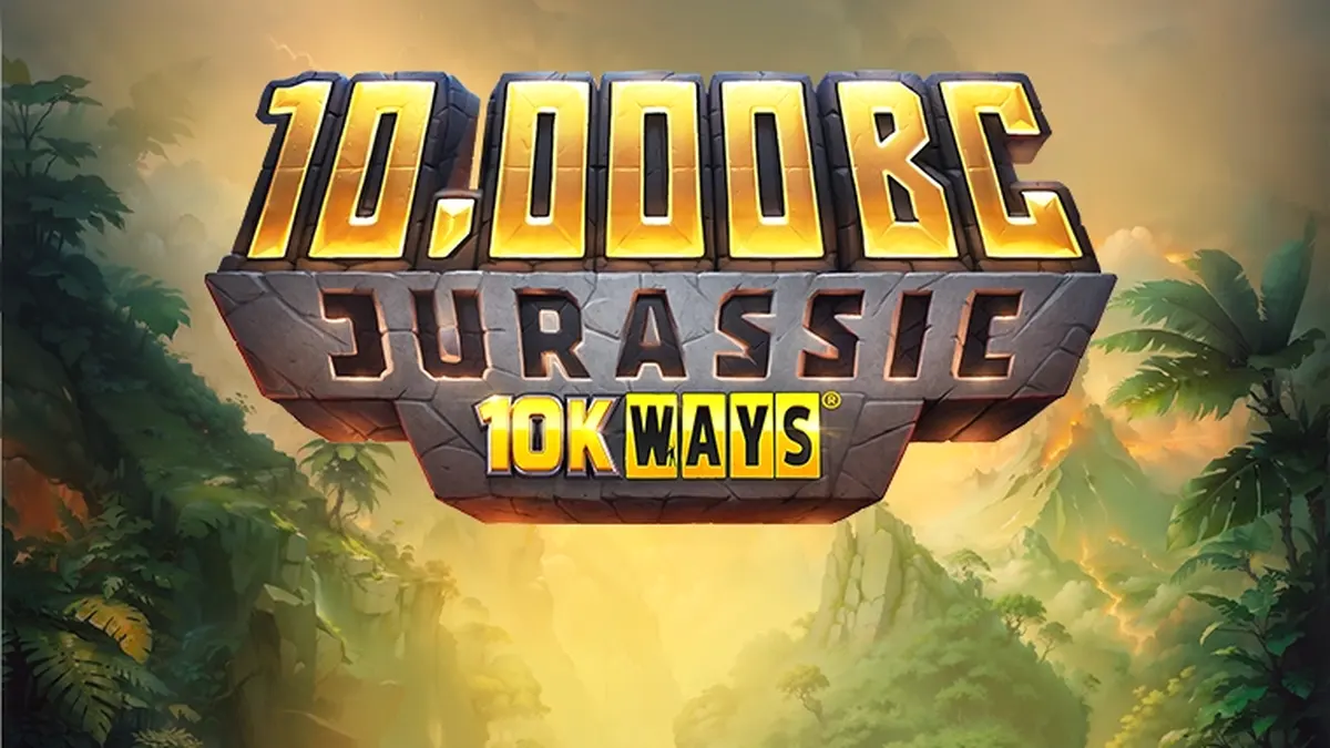 Tampilan visual slot 10,000 BC Jurassic 10K Ways dengan latar belakang pemandangan purba
